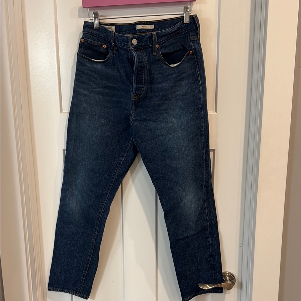 Levi's Wedge Blue Ankle Cropped Jeans with High Waist
